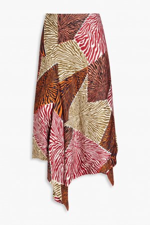 Асимметричная юбка из атласного твила с драпировкой и принтом , многоцветный By Malene Birger