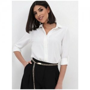 Блуза , классический стиль, полуприлегающий силуэт, длинный рукав, размер 50-52, черный Clariee. Цвет: черный