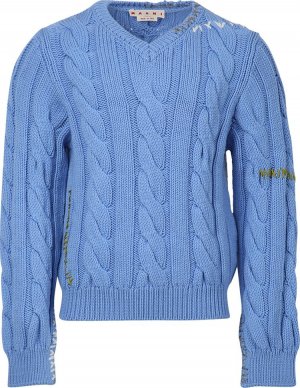 Свитер Long-Sleeve V-Neck Sweater 'Iris Blue', синий Marni
