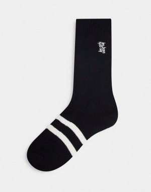 Черно-белые носки в полоску с логотипом -Черный цвет Les Girls Boys