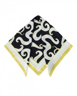 Платок из хлопка и шелка ROCHAS. Цвет: черный+белый+принт