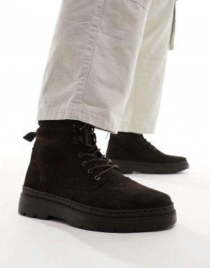 Коричневые замшевые ботинки на шнуровке ASOS