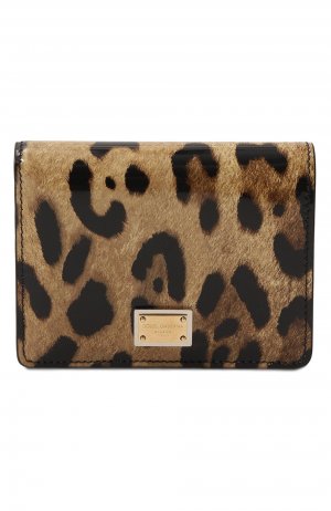 Кожаное портмоне Dolce & Gabbana. Цвет: леопардовый