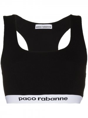Спортивный бюстгальтер с логотипом Paco Rabanne. Цвет: черный