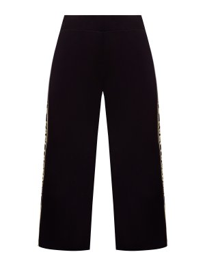 Укороченные брюки с металлизированной лентой грогрен и логотипом KARL LAGERFELD. Цвет: черный