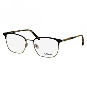 SF 2170 017 52mm Mens Rectangular Eyeglasses black shiny gold Salvatore Ferragamo