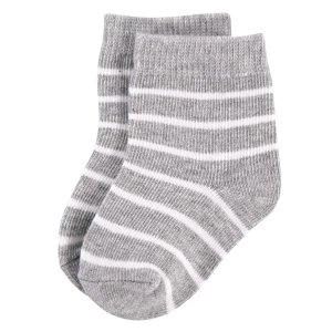 Носки Infant унисекс из хлопка с насыщенным содержанием для новорожденных и махровые носки, серо-белая звезда Hudson Baby