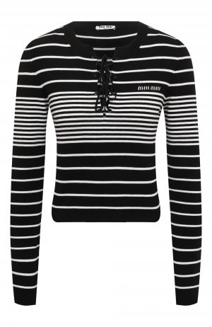 Хлопковый пуловер Miu. Цвет: чёрно-белый