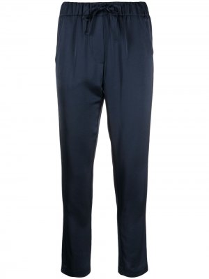 Укороченные атласные брюки Blanca Vita. Цвет: синий