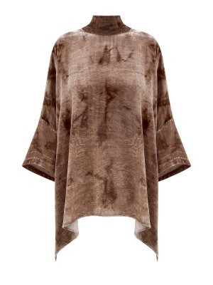 Свободная блуза из бархатистой вискозы и шелка с лентой-шарфом GENTRYPORTOFINO. Цвет: коричневый