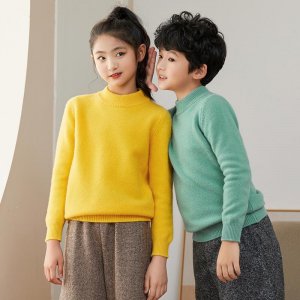 Детский свитер из 100% мериносовой шерсти, зимний пуловер плотной мягкий теплый осенний джемпер, вязаный топ с длинными рукавами VALIANLY