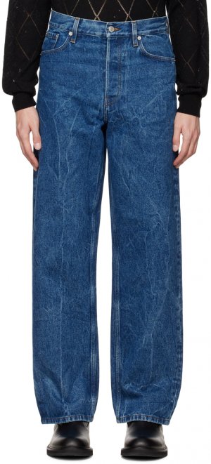 Синие джинсы прямого кроя Dries Van Noten