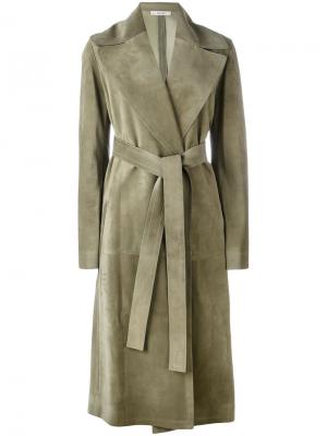 Long belted coat Céline. Цвет: зелёный