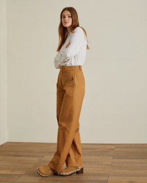 Женские прямые брюки с боковыми пряжками , коричневый Yerse. Цвет: коричневый
