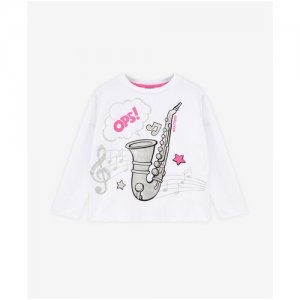 Пижама с принтом белая для девочки размер 98-104 модель 22100GC9702 Gulliver. Цвет: белый/серый