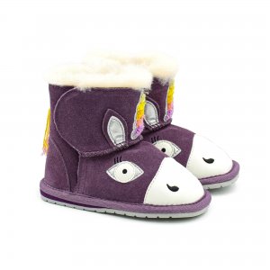 Малыши ботинки из овчины (угги) , фиолетовые EMU Australia. Цвет: фиолетовый