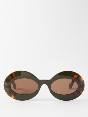 Круглые солнцезащитные очки из ацетата в полоску LOEWE, зеленый Loewe