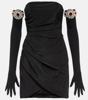 Мини-платье из муара и украшенные перчатки DAVID KOMA, черный Koma