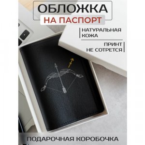 Обложка для паспорта , черный, белый RUSSIAN HandMade. Цвет: черный/черный-бежевый