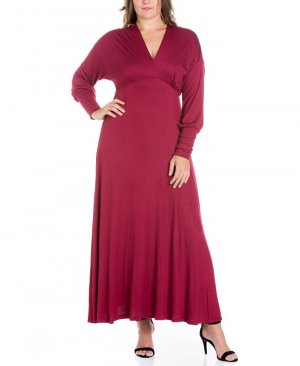Женское платье макси больших размеров с епископскими рукавами 24seven Comfort Apparel, фиолетовый Apparel