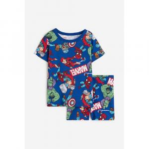 Хлопковая пижама HM Ярко-синяя Комиксы Marvel H&M