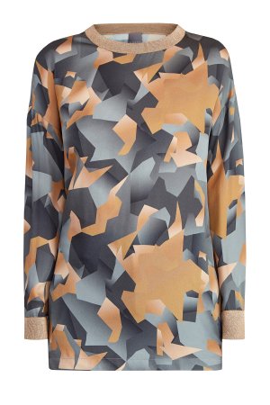 Блуза из шерсти и вискозы с абстрактным принтом LORENA ANTONIAZZI. Цвет: мульти