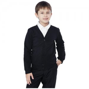 Школьный кардиган для мальчика, цвет чёрный, рост 134 см Модные Ангелочки. Цвет: черный