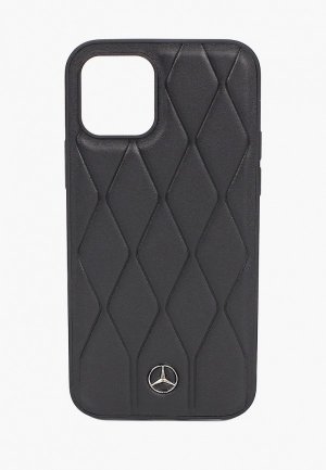 Чехол для iPhone Mercedes-Benz 12/12 Pro (6.1), Wave Quilted Leather Black. Цвет: черный