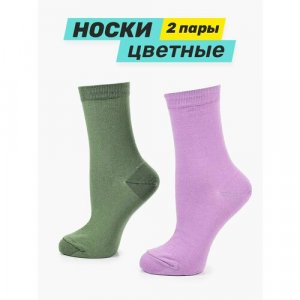 Носки , 2 пары, размер 35-39, хаки, фиолетовый Big Bang Socks. Цвет: фиолетовый/хаки