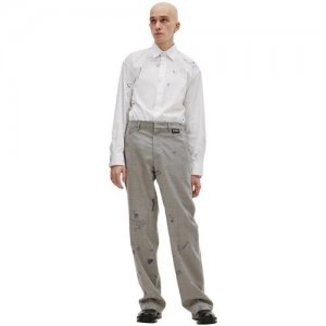 Шерстяные брюки Scribble со стрелками XL VETEMENTS. Цвет: серый