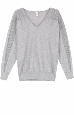 Пуловер с перфорацией и V-образным вырезом Deha. Цвет: серый