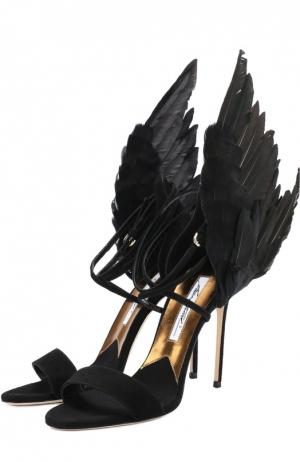 Замшевые босоножки с декоративными крыльями Brian Atwood. Цвет: черный