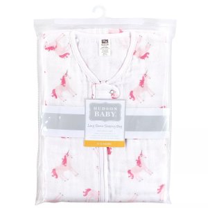 Муслиновый спальный мешок с длинными рукавами Hudson для маленьких девочек, носимое одеяло, мешок, розовый единорог Baby