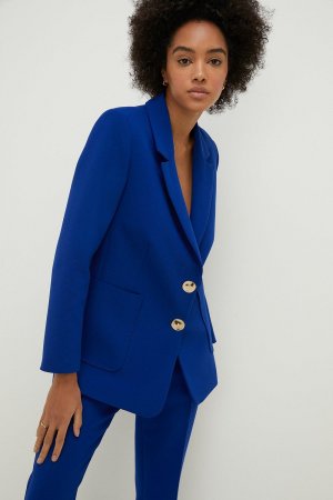 Однобортный пиджак премиум-класса с накладными карманами , синий Oasis