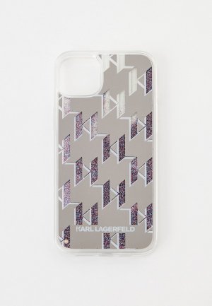 Чехол для iPhone Karl Lagerfeld 14 Plus с жидкими блестками. Цвет: черный