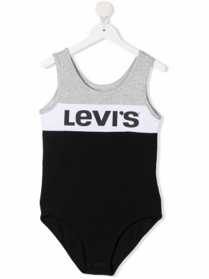 Levis Kids боди в стиле колор-блок с логотипом Levi's. Цвет: черный