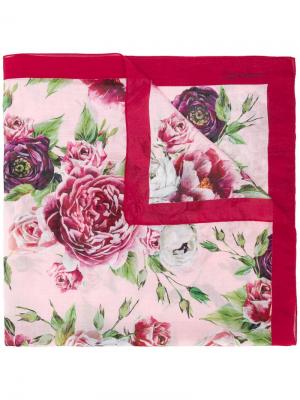 Квадратный платок с цветочным принтом Dolce & Gabbana Kids. Цвет: розовый
