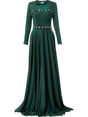 Платье с квадратным вырезом и пуговицами Alexis Mabille. Цвет: зелёный