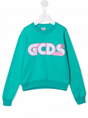 Укороченная толстовка с логотипом Gcds Kids. Цвет: синий
