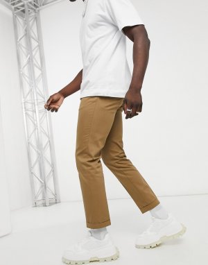 Светло-коричневые укороченные брюки узкого кроя -Коричневый цвет Burton Menswear