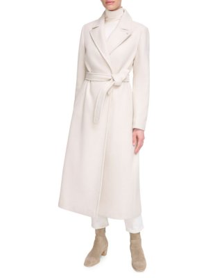 Пальто с запахом и поясом из искусственной шерсти , слоновая кость Calvin Klein