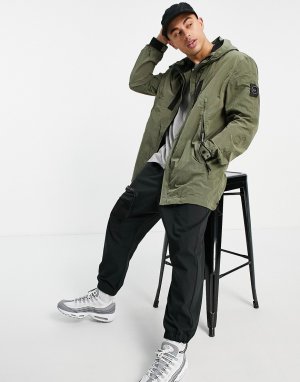 Куртка цвета хаки из рипстопа с эффектом мокрой ткани -Зеленый цвет Marshall Artist