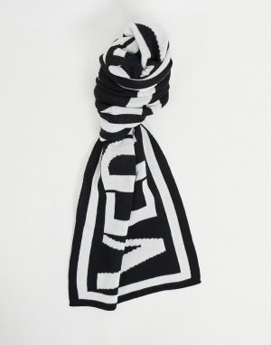 Черно-белый шарф с крупным логотипом -Черный цвет Versace Jeans Couture