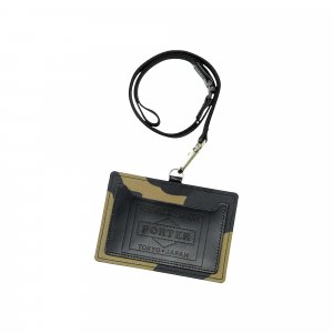 Чехол-кошелек для удостоверения личности с камуфляжным принтом , цвет Хаки Porter-Yoshida & Co.