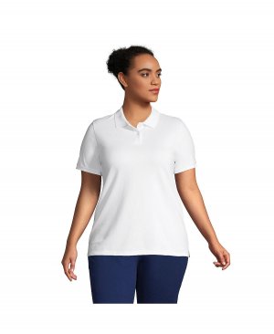 Женская рубашка поло из сетчатого хлопка с короткими рукавами больших размеров Lands' End, белый Lands' End