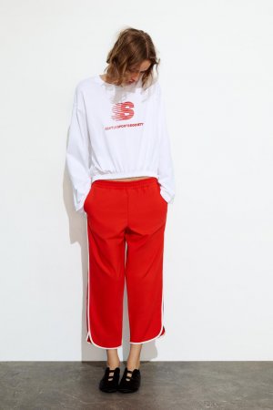 Укороченные брюки с полоской по бокам , ярко-красный ZARA