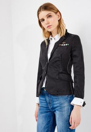 Куртка джинсовая Aeronautica Militare. Цвет: черный
