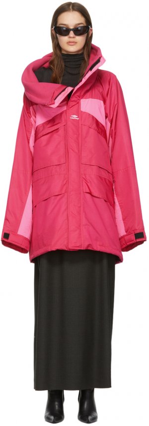 Розовое пальто из полиэстера Balenciaga