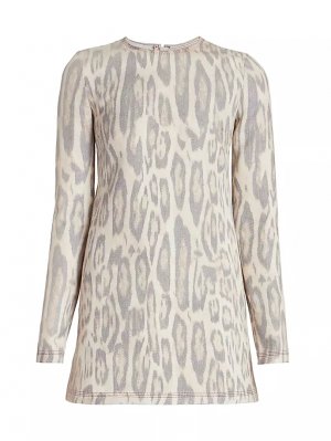 Джинсовое мини-платье с леопардовым принтом , цвет brown beige Giambattista Valli