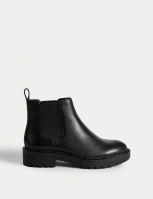 Широкие кожаные ботинки челси , черный Marks & Spencer